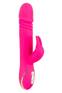 Konijnenvibrator met stoten, tril en schok functie roze