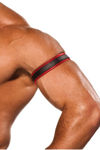 Colt biceps armband met drukknopen zwart - rood