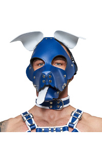 ister b leather circuit floppy dog hood - blauw wit