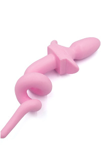 Pig tail butt plug roze