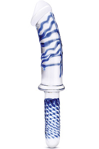 Glas - realistic double ended glass dildo with handle