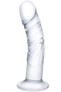 Glas - curved realistic glass dildo with veins