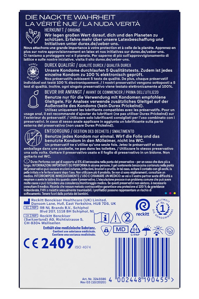 Durex performa condooms met 5% benzocaïne - 12x  - afbeelding 2
