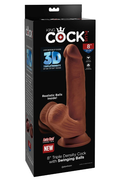 Pipedream King cock dildo met zuignap en swingballen 8" donker - afbeelding 2