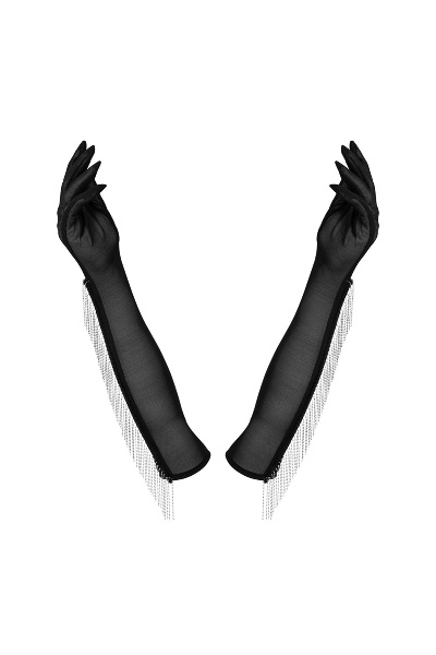Zwarte dames handschoenen - een maat - afbeelding 2